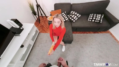 Petite blonde slut gives her huge stud a good time