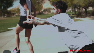 Hot fuck of slender curly teen after skateboarding