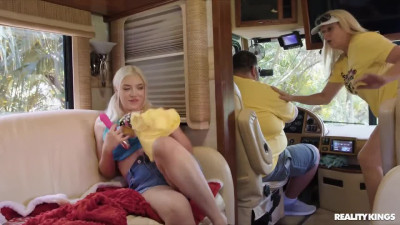 Slutty Sexy Blonde Teen Has Fun With a Big-dick Stranger While Her Step-parents Are Not Watching