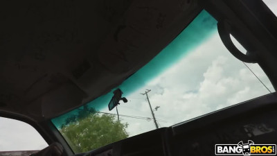 Black guy picks up red haired stranger for public fuck in a van