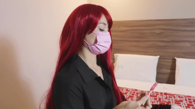 Magical creampie appeared in the pussy of a red-haired babe after a sweet solo masturbation