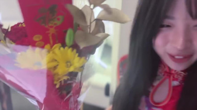 Korean GF thanks her man for presents in amateur POV video