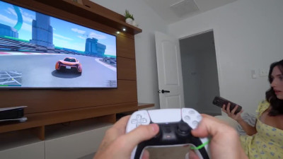 Unfaithful wife fucks other guy while her hubby plays videogames