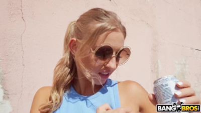 Crazy fuck in public with horny blonde with big nipples