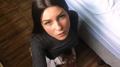 Attractive brunette teen handles with big cock of her Tinder friend