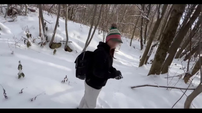 Slim Busty Tempered Teen Denudes Her Bubble Ass To Pee And Fuck In the Cold Winter Wood