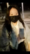 Asian exhibitionist shocks passers-by with the size of her natural tits