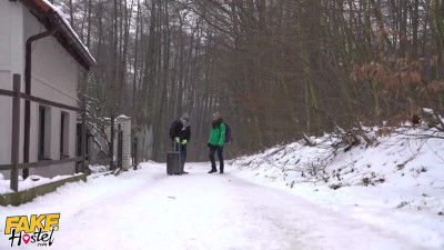 The hospitable girl wanted a threesome with frozen men with big dicks and thick wallets.