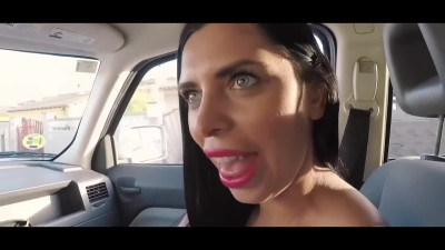 Mamacita Kira Queen sucks dick in a car and gets fucked on the road