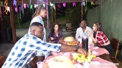 Brazilian chick fucked by two guys after a party