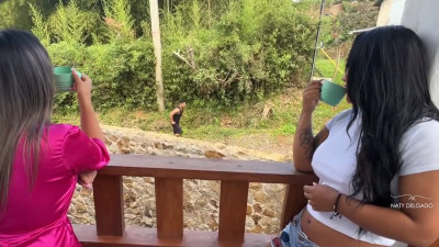 Appetizing Latina joins neighbor couple in hot 3some