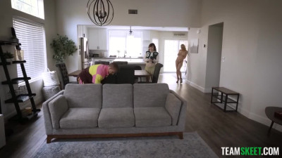Lovely couple fucked by a hot MILF ghost