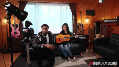 The musicians stirred up an interracial fuck in the recording studio