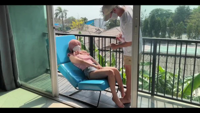 Horny Dude Indulges In Gonzo Sex With His Slim Petite Pink-hair Asian GF On the Balcony