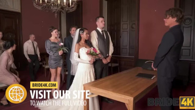 Slutty bride cheats with limo driver in public place and swallows dick
