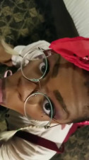 Black babe gives a deep head to white man POV