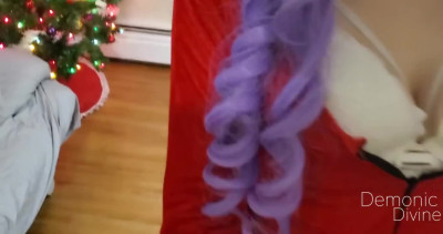 My Sexy Purple-hair Santa-Claus GF Treats Me With BJ And Fuck Having an Ahegao Expression