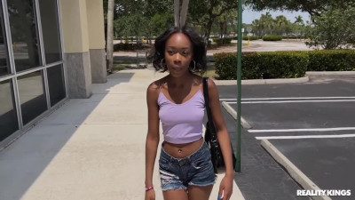 Ebony chick with BIG ass fucked by a bick white cock