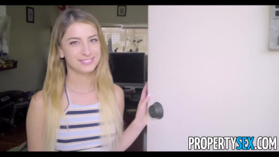 Young student tenant gives her head and gets fucked not to be evicted