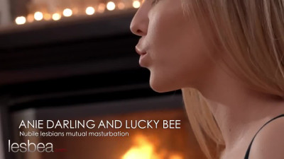 Czech lesbians Anie Darling and Lucky Bee are making love by the fireplace