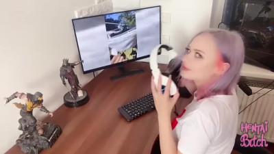 Busty Pink-hair Teen Likes My Cock More Than Her Video Games And Prefers Fucking To Playing