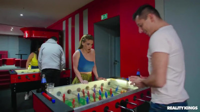 The guy fucked the anus of an unfamiliar blonde in a public toilet