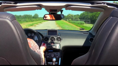 Inattentive Russian redhead driver apologizes to pedestrian with her mouth and pussy