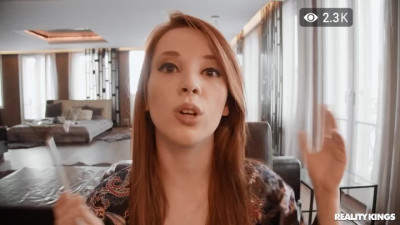 Red-haired wife did make up and put on beautiful lingerie to seduce her busy husband