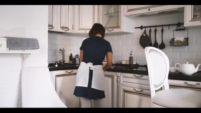 Perv Man Fucks His Sexy MILF Maid In the Kitchen As Soon As His Wife Leaves the House