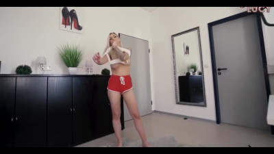 Blonde makes a guy handjob - POV