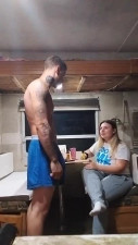 Stepsister with a thick ass sucks cock and arches her back in doggy in the kitchen