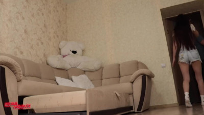 Lucky Guy Helped His Slim Sexy Brunette Neighbor To Fix the Sofa And Got Access To Her Pussy