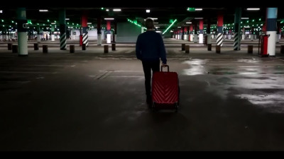 Christmas girl sneaks into a guy's suitcase and surprises him with sex