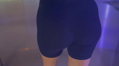 Latina gal with a great booty shows it off in gym and makes a guy hard.