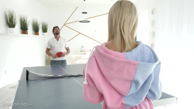 Teen stepdaughter is craving for daddy's cock right on the tennis table