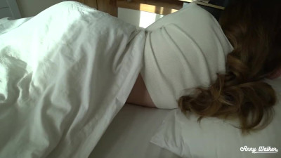 Stepsister is sucking my cock while talking to her husband on the phone