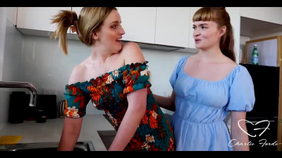 Busty Blonde Charlie Forde Gets a Perfect Lesbian Fuck While Trying To Help Her GF Stuck in the Sink