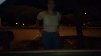 Car sex with busty Mom's Friend. Hot babe shakes her ass in reverse pose