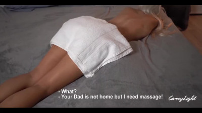 Blonde MILF cheated on her husband with her stepson who gave her an excellent massage