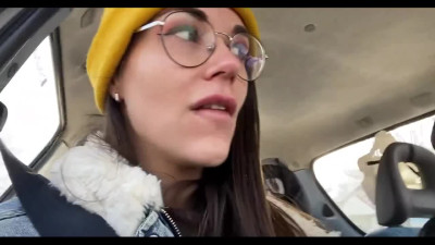 Cute Tattooed Brunette Can Warm Up Her BF With an In-car Blowjob and Hot Fuck In the Wood