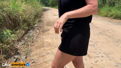 Cars passing by noticed us anal fucking by the road