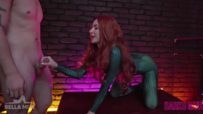 Aquaman Mera with Big Tits in sexy tight suit fucks with partner and sucks well