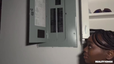 Teen ebony Elsie blows BBC after her wet pussy - POV