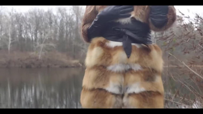 Quickie outdoor fuck in the forest with a horny redhead