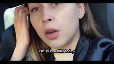 A teen girl compensates for moral damage to a motorcyclist she hit with a blowjob