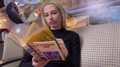 Blonde Russian teen learns to masturbate