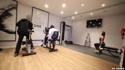 Skinny hot nympho got fucked hard by a BBC in gym