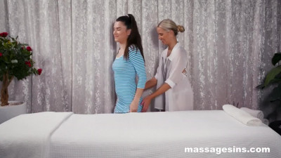 Blonde masseuse fucks her client on a massage table - MassageSins