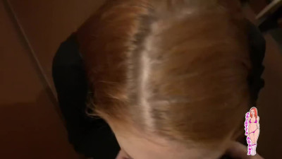Redhead sucks BBC in a Stairwell and fucks till getting caught