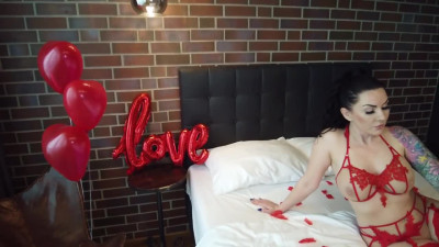 Passionate Valentine's Day with a hot MILF in red lingerie.